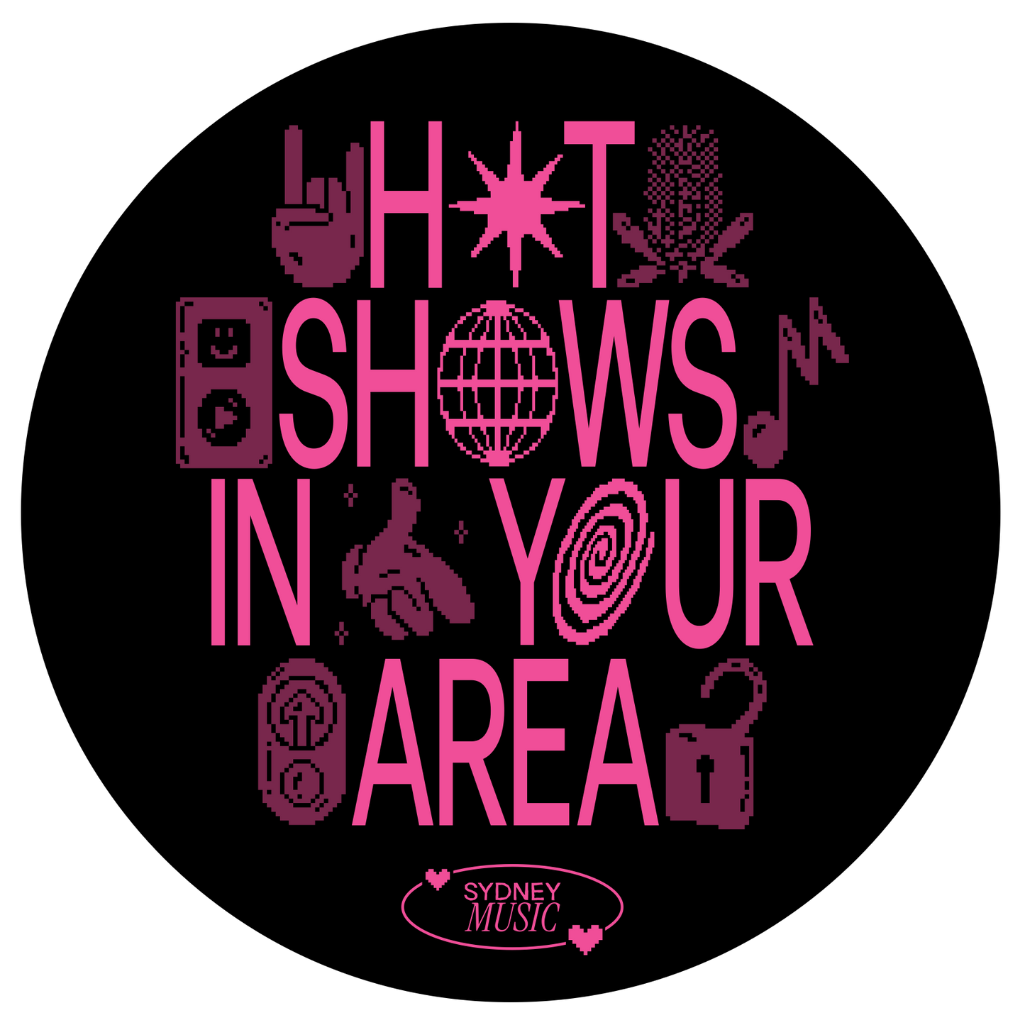 “Hot Shows” circle sticker